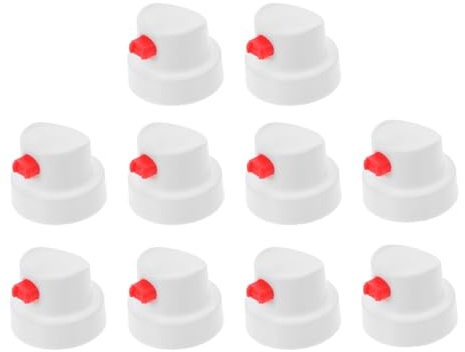 DIYEAH 10Pcs White Spray Paint Nozzles for Graffiti with Fine Fan Spray Tips, Replacement Aerosol Can Caps for Precision Coverage, Waterproof Button Accessories for Street Art and