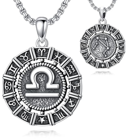 enjoylifecreative Libra Zodiac Necklace 925 Sterling Silver Constellation Star Sign Pendant Necklace Astrology Horoscope Jewellery Birthday Gifts for Men Women