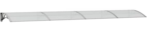 Kaorsrow Türvordach Grau und Transparent 400x75 cm Vordach für Haustür und Eingangsbereich Polycarbonat Überdachung mit ABS-Halterung und Aluschienen Witterungsbeständiger Regenschutz