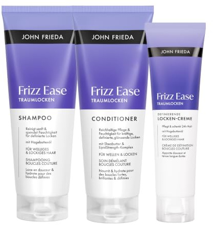 John Frieda Frizz Ease Traumlocken Set – Shampoo, 250 ml, Conditioner, 250 ml, Definierende Locken-Creme, 150 ml – Haartyp: natürlich lockiges und welliges Haar