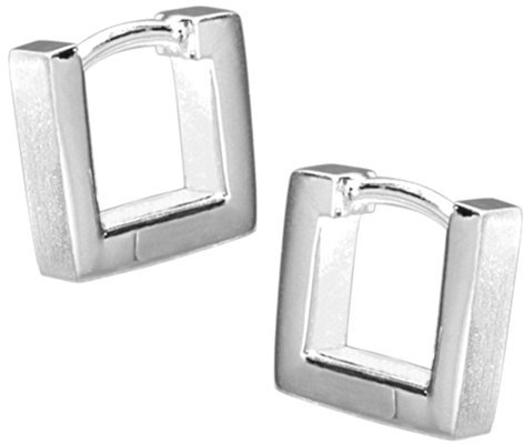 Vinani Damen Ohrringe 925 Silber - Klapp-Creolen - viereckig klein mattiert - Ohrring Set für Frauen aus 925 Sterling Silber CSQ