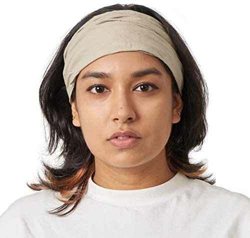 CHARM Damen Sommer Kopftuch Bandana - Haarband Aus Baumwolle Mit Gummizug Beige