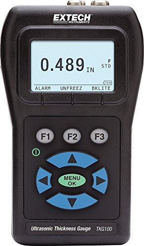 Extech TKG100 - Digital Ultrasonic Thickness Gauge - Measures 1.2 to 225 mm (0.047 to 8.86) on Metal & Plastic, Includes 2 Transducers, LCD Display, and Hard Case