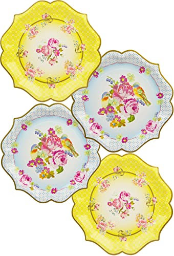 Talking Tables plato grande vendimia con detalle floral en 6 colores diferentes “Truly Scrumptious’ ‘TS4’ Cartón. Multicolor