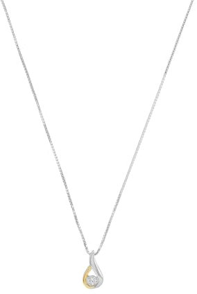 Amor Kette mit Anhänger 925 Sterling Silber Damen Halsschmuck, mit Zirkonia synth., 42 cm, Bicolor, Kommt in Schmuck Geschenk Box, 9188413