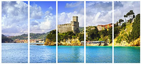 Designart Leric i Village Panorama-Seascape Fotorahmen, 152,4 x 71,1 cm, 5 gleichförmige Paneele