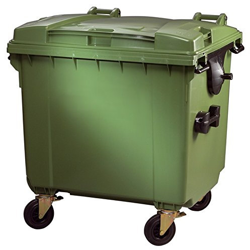 Contenedor de 1100 litros, tapa plana, color verde