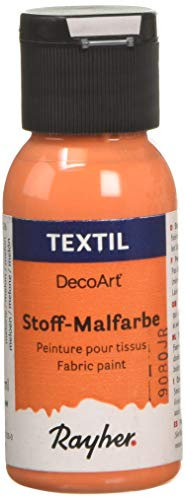 Rayher 38500216 Textil Stoffmalfarbe, Textilfarbe melone, Flasche 34 ml, hochdeckend, cremige Acrylfarbe speziell für Textilien, waschfest