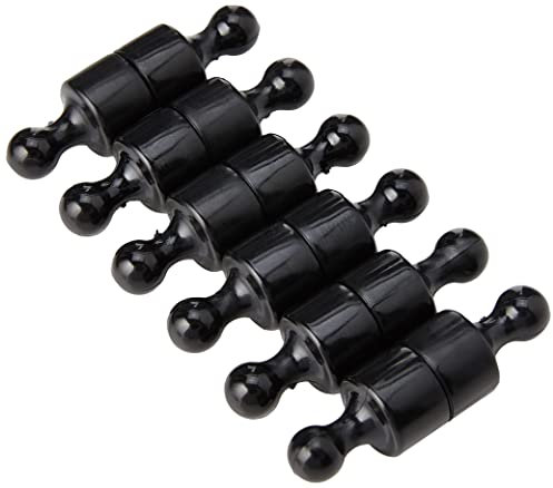 Black Skittle Magnet for Fridge, Office, Whiteboard, Noticeboard, Filing Cabinet - 12mm dia x 21mm tall - Pack of 12