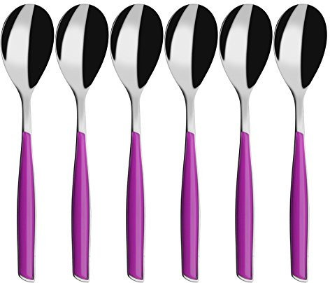 BUGATTI, Glamour, Set 6 Cucchiaini da caffè in Acciaio Inox 18/10 e Manico Colore Iris, Stampaggio PRO-Tech System, Lavabili in Lavastoviglie