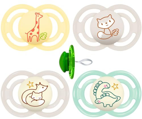 MAM Perfect Day & Perfect Night Schnuller 16 Plus Soft Colours Mix // 4er Set // inkl. 4 Sterilisiertrasportboxen