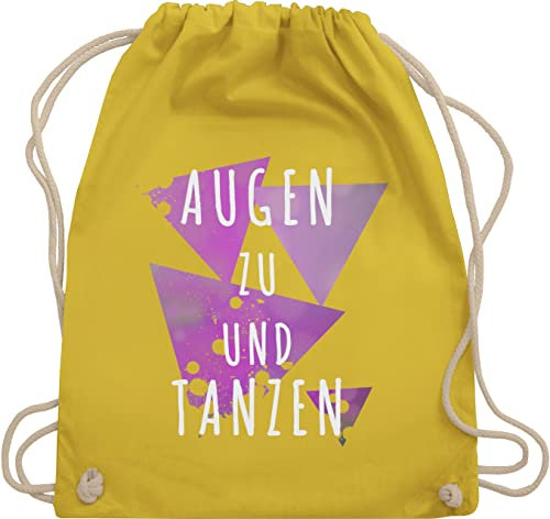 Turnbeutel Rucksack - Festival Zubehör - Augen zu und Tanzen lila - Unisize - Gelb - festival-bag festivalbeutel konzert tanz beutelrucksäcke tasche für tänzer festivaltasche festivals dance