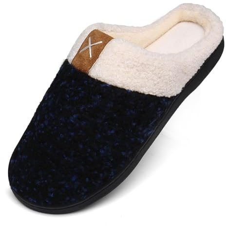 Mishansha Pantofole Invernali Donna Uomo Calde Morbide Antiscivolo Peluche Ciabatte da Casa,Blue,38/39 EU