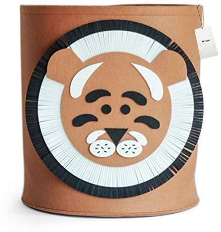 Fieans Filzkorb Kinderzimmer Aufbewahrungskorb Faltbare Wäschekorb Schön Tier Aufbewahrungsbox für Spielzeug Kleidung - Löwe