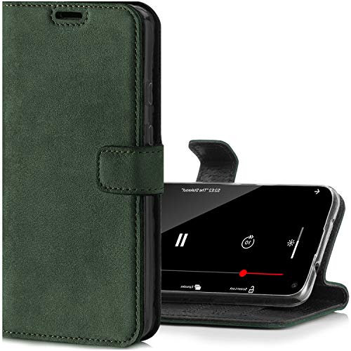 Surazo Leather Wallet Mobile Phone Case Compatible with Apple iPhone 12 mini - Flip & Fold Smartphone Case with Stand RFID Blocker Magnet Closure, 3 Slots for Bank Cards - Handcrafted European Leather