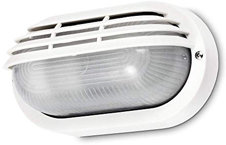 Kwazar Luminaire - Aussenlampe Wand - Wandleuchte Aussen - Ausenbeleutung Hauswand - für Eingang, Garten, Keller, Terrasse - E27, IP44, 230 V, mit Schutzgitter, aus Robustem Kunststoff - Roma Weiß