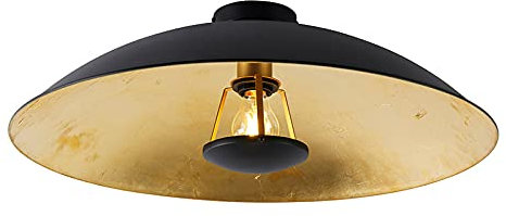 Qazqa - Modern Vintage Deckenleuchte I Deckenlampe I Lampe I Leuchte schwarz mit Gold I Messing 60 cm - Emilienne Novo I Wohnzimmer I Schlafzimmer - Stahl Rund - LED geeignet E27