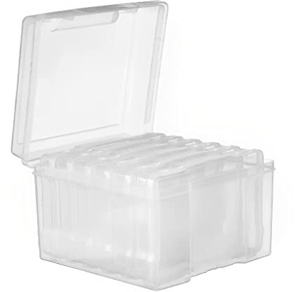 Unibos Photo Case 4 x 6 Photo Storage Box Inner Photograph Keeper Photo Organizer Cases Photos Storage Containers Box for Photos 600 Photo Capacity 6 Clip Lock Cases