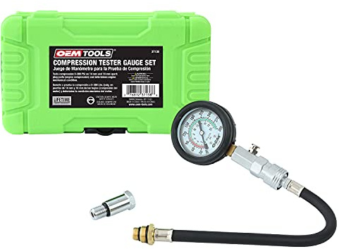 OEMTOOLS 37138 Compression Tester Gauge Set, Compression Tester Automotive, Engine Compression Tester with Flexible Hose, 14mm and 18mm Adapters