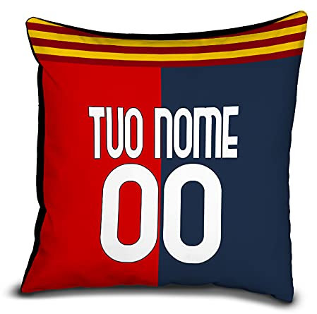 quickgadget Idea Arredo Casa Regalo Cuscino Sport Calcio Personalizzato con Nome e Numero per Tifoso Cagliari 2021