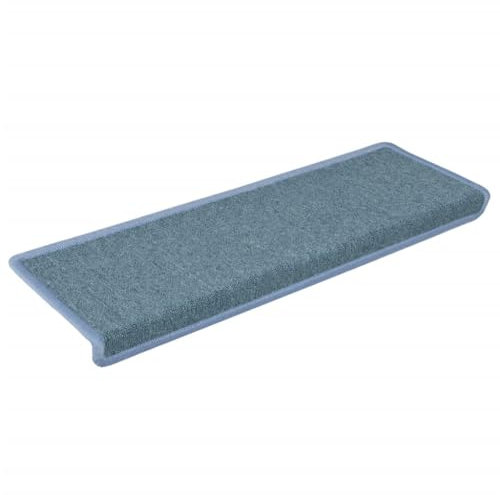 vidaXL Alfombras de Peldaños de Escalera 15 uds, Alfombrilla Antideslizante, Protector de Escalera, Alfombra Adhesiva, Tela Azul 65x21x4 cm