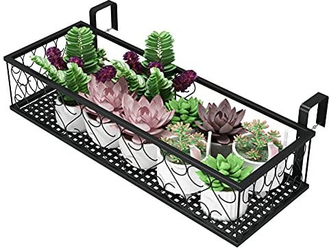 Joyrich Pflanzenständer für draußen, Balkonkästen, Geländer, Eisen, Hängeregal für Zaun, Terrasse, schwarz
