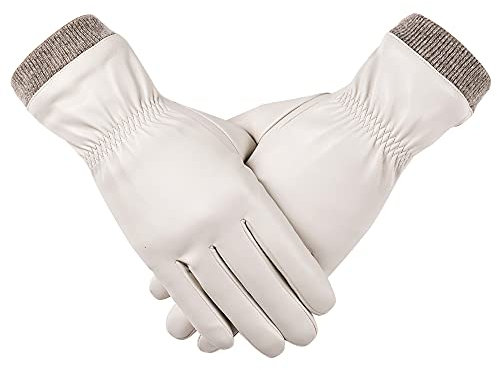 REDESS Winter Lederhandschuhe für Frauen, Wolle Fleece gefüttert warme Handschuhe, Touchscreen Texting dicke thermische Schnee Fahrhandschuhe