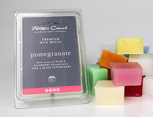 Potters Crouch Pomegranate No.51 Wax Melts - Vegan - Stark duftende Wachswürfel für Kerzen Elektrischer Wachswärmer, Wachsschmelzbrenner, 6 x 22g