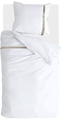 Walra Bettwäsche-Set - Größe 155x220, 100% Baumwolle (BCI) - Timeless Chic - Weiche und Angenehme Bettwäsche Set mit 80x80 Kissenbezug, Reißverschluss - Weiß