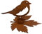 Metall Vogel auf Blatt inkl. Teelichthalter Edelrost Platte Rostfigur H=8 cm Made in Europa