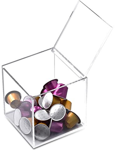 Coffee Pod Holder,Capsules Organizer Clear Acrylic Dispenser,Clear Square Acrylic Container with Lids for Candy,Jewelry Storage