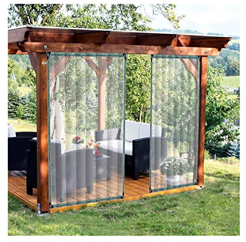 WBBML Transparent Vorhang Panel for Außenterrassen, Veranda, Garage, mit Perforationen Outdoor Klarer Vorhang, Anpassbar (Color : Clear, Size : 8x5m)