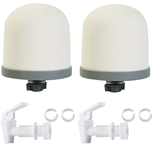 HUINING Keramikkuppel-Wasserfilter, BPA-freier Kunststoff-Wasserhahn, Ersatz-Wassereimer. (Dome2-Tap white2)