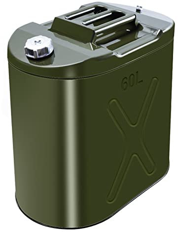 ZWLI Bidón de Gasolina metálico,garrafa Gasolina Recipientes con asa para Coche,depósito de Combustible de Repuesto Vertical Grueso móvil de anticorrosión,Verde Oliva,10L,20L-60L