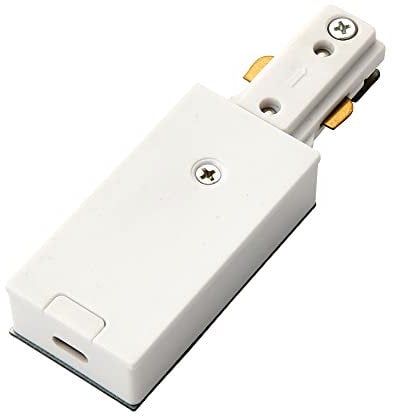 Commercial Track Light Live End Connector - 107mm Length - White ABS Rail System - Mains Voltage Track - Dimmable Circuit Connector