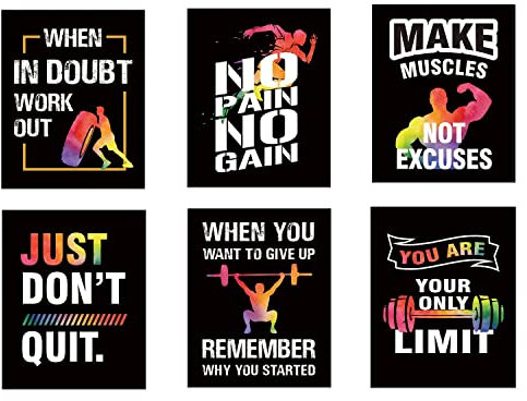 CAKIROTS Fitnessstudio-Dekoration für Zuhause, inspirierendes Workout-Raumdekor-Poster, motivierende Poster für Klassenzimmer, 20.3x25.4 cm, ungerahmt)