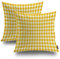 Shrahala Gelb Weiß Kariert Dekorativer Wurfkissenbezug Gelb Gingham Tischdecke Quadratisch Kissenbezug Mischung Doppelseitig Keine Einsätze für Schlafzimmer Wohnzimmer 2er Set (40,6 x 40,6 cm)