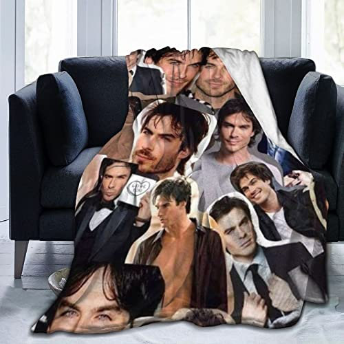 Ian-Somerhalder Kuschelige Plüsch-Thow-Decke, Flanelldecke, Bettwäsche, warmes Fleece, weiche Decke für Sofa, Couch, Wohnzimmer, Büro, Auto, Camp, Stranddecken, 127,4 x 101,6 cm