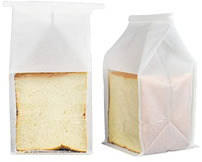 VOLWCO Lot de 100 Sacs en Papier de qualité Alimentaire avec Rabat de Fermeture, Sac en Papier d'emballage Alimentaire, Sac à Pain avec Fenêtre, Sac en Papier à Pain, Sac Alimentaire en Papier