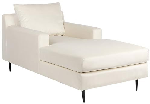 Moderne Chaiselongue Samtstoff beige mit Armlehnen und Kissen Gueret