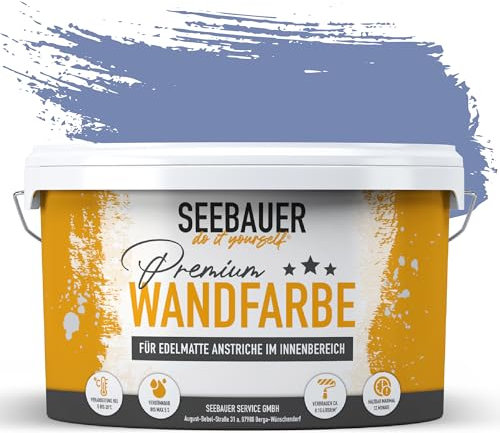 SEEBAUER diy Wandfarbe Lila 2,5L für Innen (No. 907 Magic Lavender) Edelmatte lila Innenfarbe - Violetttöne sehr hohe Deckkraft - Matt, Abwaschbar und Tropffrei