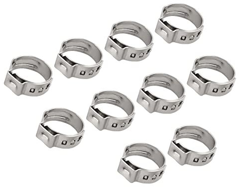 METALLIXITY Simple Oreille Colliers serrage (12.8mm - 15.3mm/0.5 - 0.6) 50Pcs, 304 Acier Inox Tuyau Clips - pour Maison Jardin Tube Tuyau Fixation