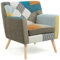 IDMarket - Skandinavischer Sessel LIV aus Stoff, Patchwork, mehrfarbig