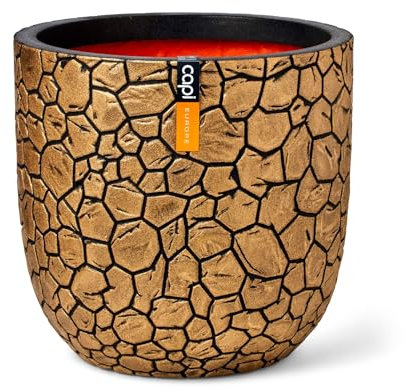 Capi Europe - Blumentopf Kugel Clay NL - 35x34 - Gold - Öffnung Ø29 - Blumentopf für den Innen- und Außeneinsatz - Bruchsicher - 100% recycelbar - KGBC932