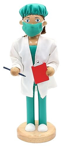 Holz Räucherfrau - Räucherfigur als OP-Schwester mi Krankenakte, L/B/H 7 x 7 x 19 cm.