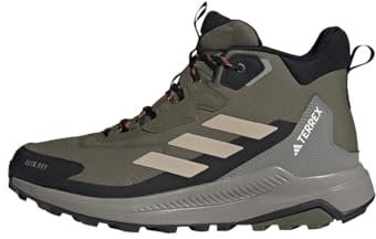adidas Uomo Terrex Anylander Mid Rain.RDY Hiking Shoes, Olive Strata/Wonder Beige/Core Black, 42 EU