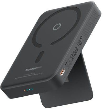 Baseus Magsafe Power Bank MagPro, Power Bank Magnetico Senza Fili, 5000mAh Mini Power Bank con USB-C, PD 20W Ricarica Rapida Magsafe, Batteria Esterna Batteria per iPhone 15/14/13/12, Nero