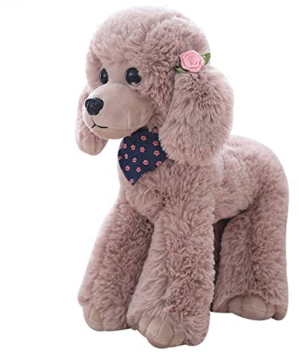Heionia Hund Kuscheltier Teddy Plüschtier Mit Schal - Kawaii Pudel Plüsch Stofftier Dog Geschenk für Kinder Mädchen (Grau, 30CM)