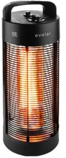 Evolar EVO-HD55 Standheizer - Infrarot Standheizstrahler, Elektrischer Heizstrahler mit 360° Oszillation - Wärmestrahler für Terrasse, Balkon - Standheizung mit Umkippschutz - 600/1200 W - Schwarz