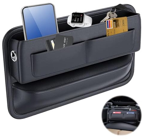 Forhome Aufbewahrungsbox für Autositze,Car Seat Leder Aufbewahrung Tasche,Autositz Aufbewahrungsbox,Autositz Lückenfüller Organizer,Universal Seitentaschen Organizer für Kleinigkeiten, Handys,Karten